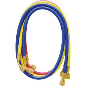Uniweld HC6SMB 72 pulg, Mangueras para Manometros, Roja, Amarilla y Azul, 1/4 pulg Conexion, para uso en Refrigeracion y Aire Acondicionado, CFC,HCFC,HFC, Soft Magic Barrier