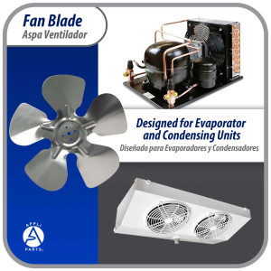 Appli Parts APFB-A10CCW Aluminum Fan Blade 10 in, 250 mm, CCW, 22 degrees, hubless 5 holes, 5 wings