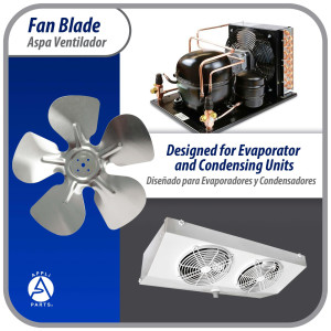 Appli Parts APFB-A09CCW Aluminum Fan Blade 9 in, 230 mm, CCW, 22 degrees, hubless 5 holes, 5 wings