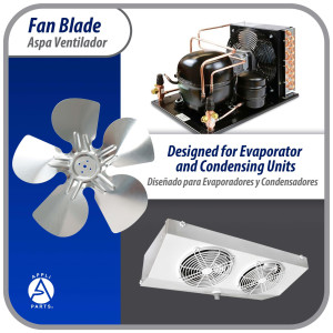 Appli Parts APFB-A12CCW Aluminum Fan Blade 12 in, 300 mm, CCW, 22 degrees, hubless 5 holes, 5 wings