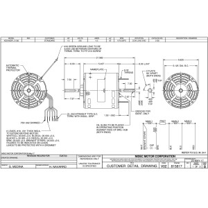 US Motors 1/2 hp 1075 rpm, 6 poles, 2 shaft, ODP Enclosure, 3 speed, 5.6 diameter, CCW, Lead End 230v, 60 hz, 1 ph, 5 mfd/370 VAC Run Capacitor 3136 K055SPL3136801B