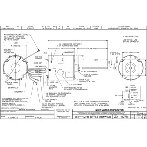 US Motors Mojave 1/4 hp 1075 rpm, 6 poles, 1 shaft, TEAO Enclosure, 1 speed, 5.6 diameter, CCW, Lead End, Reversible, 208-230 V, 60 hz, 1 ph, 5 mfd/370 VAC Run Capacitor 1860H K055WEG0624012B