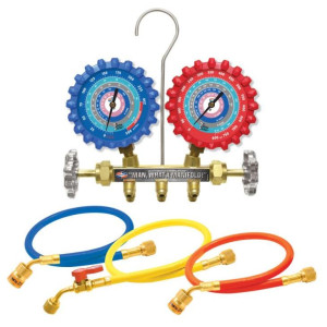 Uniweld A2LM5EZ Manifold Set R-32/R-454B/R-448A/R-410A Fahrenheit psi, 5 ft EZ Turn Hoses Uniweld A2LM5EZ Manifold Set R-32/R-454B/R-448A/R-410A Fahrenheit psi, 5 ft EZ Turn Hoses
