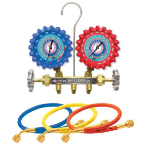 Uniweld A2LM5H Manifold Set R-32/R-454B/R-448A/R-410A Fahrenheit psi, 5 ft Hoses Uniweld A2LM5H Manifold Set R-32/R-454B/R-448A/R-410A Fahrenheit psi, 5 ft Hoses