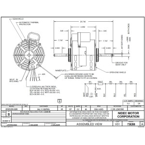 US Motors 1/6 hp 1500 rpm, 6 poles, 2 shaft, 4 speed, 5.6 diameter, CCW, Lead End 115v, 60 hz, 1 ph, 5 mfd/370 VAC Run Capacitor 6213-9269  K048NCT0182011B 8525