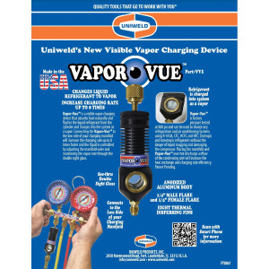 Uniweld Vv1 Visor de Vapor de Carga Conexion 1/4, Aumenta velocidad de carga hasta 8 veces
 Uniweld Vv1 Visor de Vapor de Carga Conexion 1/4, Aumenta velocidad de carga hasta 8 veces