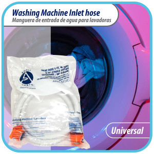 Appli Parts APIH-5934E2 5 ft Washing Machine Inlet Hose with 3/4 in nylon female connector straight and 90 degree elbow female connector with gaskets, PVC extra durable White hose Appli Parts APIH-5934E2 5 ft Washing Machine Inlet Hose with 3/4 in nylon female connector straight and 90 degree elbow female connector with gaskets, PVC extra durable White hose
