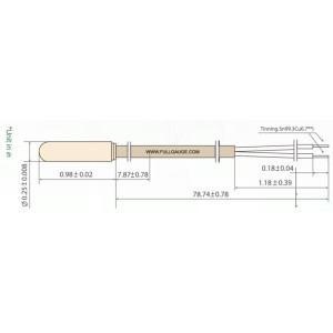 Full Gauge SB70 NTC Temperature Sensor with 10.5 ft (3.2 m) double insulation cable, thermoplastic polyester body, fused sensor tip, temperature range -58 to 221 F (-50 to 105 C)