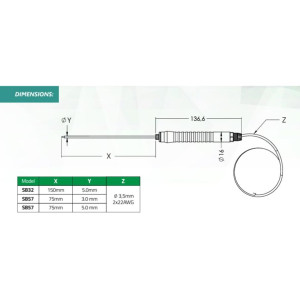Full Gauge SB-57 Sensor Penetracion, Bulbo de 75 mm de Acero Inoxidable para medicion interna de alimentos.  Rango de temp -50 a 120 C (-58 a 241 F) Full Gauge SB-57 Sensor Penetracion, Bulbo de 75 mm de Acero Inoxidable para medicion interna de alimentos.  Rango de temp -50 a 120 C (-58 a 241 F)