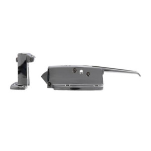Keil W19-1500 Offset Polished Chrome Walk-In Cooler Door Safety Latch with Cylinder Lock and Strike, 3/4 to 1-5/8 in