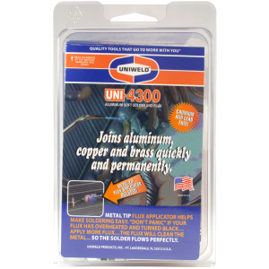Uniweld UNI-4300 P4KD9S Kit de Soldadura de Alumino Incluye 10 pies de Soldadura, fundente de 2oz y Aplicador de Fundente con Punta Metalica Uniweld UNI-4300 P4KD9S Kit de Soldadura de Alumino Incluye 10 pies de Soldadura, fundente de 2oz y Aplicador de Fundente con Punta Metalica