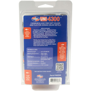 Uniweld UNI-4300 P4KD9S Kit de Soldadura de Alumino Incluye 10 pies de Soldadura, fundente de 2oz y Aplicador de Fundente con Punta Metalica Uniweld UNI-4300 P4KD9S Kit de Soldadura de Alumino Incluye 10 pies de Soldadura, fundente de 2oz y Aplicador de Fundente con Punta Metalica