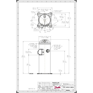 Danfoss HCP120T4LC6 10 tons 120,000 btu/h R407C Scroll compressor for Air conditioning 380-415/3/50, 460/3/60 (V/Ph/Hz) Discharge 7/8 in, Suction 1-1/8 in, ODF, PVE Oil 121L0401, 121L0398 Replaces HCM120T4LC6, 120U0401