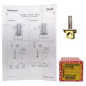 Danfoss 032U7520 Solenoid Valve 1/2 in NPT EV220B 10B NC000  Danfoss 032U7520 Solenoid Valve 1/2 in NPT EV220B 10B NC000