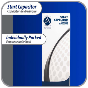 Appli Parts motor start capacitor 161-193 Mfd (microfarads) uF 250 VAC universal fit for electric motor applications 1-7/16 in Wide 3-3/8 in Height CON-161-250

