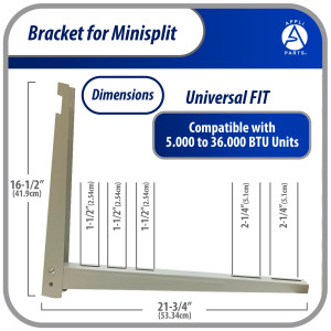 Appli Parts APAB-3160 Soporte de Montaje en Pared para Mini Split. Soporta hasta 160 kg, Compatible con 5000 a 36000 BTU, Incluye Barra con Nivel, Gomas Antivibracion y Kit Completo de Instalacion