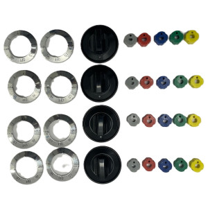 Supco RK101 Perillas Universales para Estufa, 4 perillas Negras con adaptadores