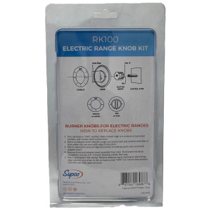 Supco RK101 Perillas Universales para Estufa, 4 perillas Negras con adaptadores