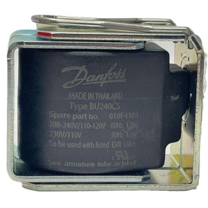 Danfoss 018F4181 Solenoid Coil Dual Voltage 208-240 V, 60 Hz, 110-120V, 60 Hz, 230 V, 50 Hz, 13 W, BU240CS, Conduit Hub