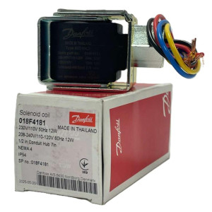 Danfoss 018F4181 Bobina para Solenoide Voltage Dual 208-240 V, 60 Hz, 110-120V, 60 Hz, 230 V, 50 Hz, 13 W, BU240CS, Con Cables
