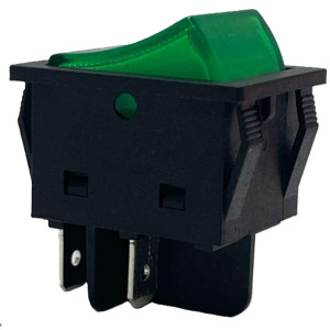Appli Parts APRS-250G Rocker Switch 250V, 30A, Green, Lighted, DPST, 4 Pin
