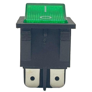 Appli Parts APRS-250G Rocker Switch 250V, 30A, Green, Lighted, DPST, 4 Pin
