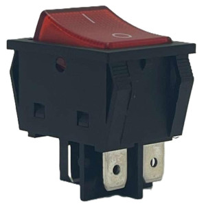 Appli Parts APRS-250R Rocker Switch 250V, 30A, Red, Lighted, DPST, 4 Pin
