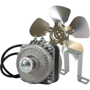 Appli Parts APFM-52E 5W Condenser and Evaporator Fan Motor 220V 60Hz 0.2A, Includes 8in Aluminum Fan Blade and Mounting Base, Universal Replacement for Commercial Refrigeration Units