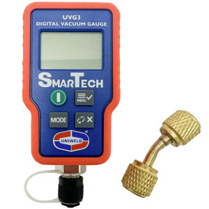 Uniweld UVG3 Vacuometro Digital Smartech con Pantalla Iluminada, Rango 0-15000 Micrones
Max presion 500psi, adaptador UVGA Incluido
Requiere 1 CR132AA Bateria (incluida)