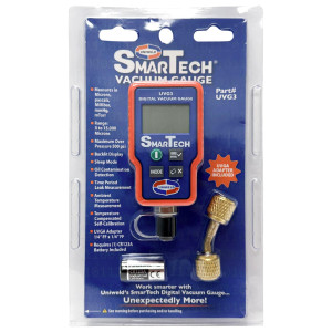Uniweld UVG3 Vacuometro Digital Smartech con Pantalla Iluminada, Rango 0-15000 Micrones
Max presion 500psi, adaptador UVGA Incluido
Requiere 1 CR132AA Bateria (incluida)