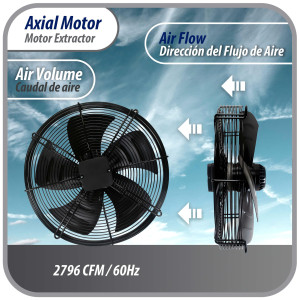 Appli Parts AXF-450-4 17-3/4 in Axial Fan Motor Guard Mounted Fan Blade 220-440 V, 3Ph 50-60Hz 300W, 1600rpm, Universal replacement for Cold Room Evaporators, Condensing Units, Work Temp -22F to 140F