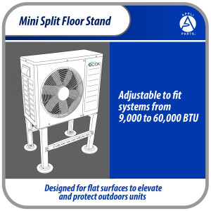 Appli Parts APAB-4440 Soporte de Montaje en Piso para Mini Split. Soporta 200 kg, Compatible desde 9000 a 60000 BTU, Incluye Gomas Antivibracion y Kit Completo de Instalacion. Extensible 56 a 100 cm
