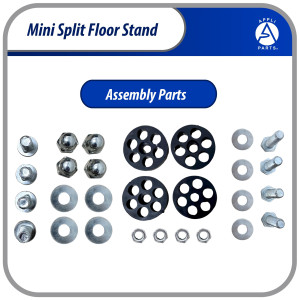 Appli Parts APAB-4440 Soporte de Montaje en Piso para Mini Split. Soporta 200 kg, Compatible desde 9000 a 60000 BTU, Incluye Gomas Antivibracion y Kit Completo de Instalacion. Extensible 56 a 100 cm
