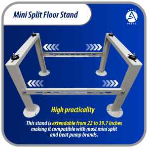 Appli Parts APAB-4440 Mini Split Floor Stand, Heavy Duty Outdoor Support Up to 440 lbs. Fit 9000 to 60000 BTU Units, Anti Vibration Pads and Full Installation Kit. Adjusted from 22 to 39.7 in