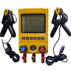 Appli Parts APMG-D100B Digital Manifold Gauge Set for HVAC/R Includes Hoses, Temperature Clamps and Carrying Case -14.5 to 800 psi 88 Refrigerants Superheat and Subcooling Calculation