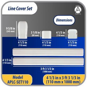 Appli Parts APLC-SET110 Line Cover Set 4in x 7.5 ft includes, 2 Straight, 1 Coupling, 1 Wall Cap Cover, 1 End Cap