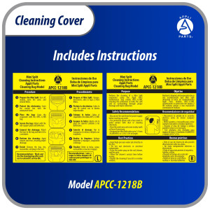Appli Parts APCC-1218B Cleaning Cover Kit, Maintenance for Mini Split 1 - 1.5 Tons (up to 18,000 Btu) 2 ft 3 in to 3 ft 3 in length, 9 ft 2 in Drain Hose, with Support Plate and Box Packaging