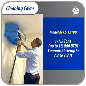Appli Parts APCC-1218B Cleaning Cover Kit, Maintenance for Mini Split 1 - 1.5 Tons (up to 18,000 Btu) 2 ft 3 in to 3 ft 3 in length, 9 ft 2 in Drain Hose, with Support Plate and Box Packaging