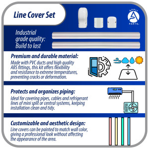 Appli Parts APLC-SET75 Line Cover Set 3in x 7.5 ft includes, 2 Straight, 1 Coupling, 1 Wall Cap Cover, 1 End Cap