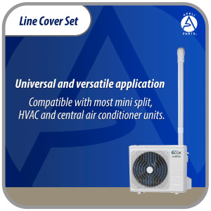 Appli Parts APLC-SET75 Cobertor para Lineas de Aire Acondicionado 3 in x 2.28 m para Minisplit HVAC 7000 a 24000 BTU Incluye 2 Rectas, Acople, Tapa de Pared, Tapa Final y Tornillos