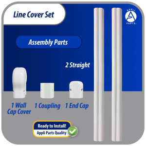 Appli Parts APLC-SET75 Cobertor para Lineas de Aire Acondicionado 3 in x 2.28 m para Minisplit HVAC 7000 a 24000 BTU Incluye 2 Rectas, Acople, Tapa de Pared, Tapa Final y Tornillos