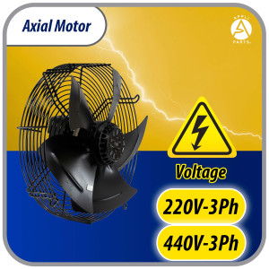 Appli Parts AXF-450-4 17-3/4 in Axial Fan Motor Guard Mounted Fan Blade 220-440 V, 3Ph 50-60Hz 300W, 1600rpm, Universal replacement for Cold Room Evaporators, Condensing Units, Work Temp -22F to 140F