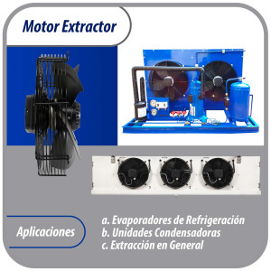 Appli Parts AXF-500-4 Extractor Axial 500 mm (19-3/4 pulg) 220-440 V, 3 ph, 60 Hz, 500 W, 1550 rpm, Rango Temperatura -30 C a 60 C, incluye aspa y base tipo jaula