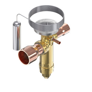 Danfoss 067N6431 39TR Valvula de Expansion Termostatica, TGE, R454B, 7/8x1-3/8 pulg Soldable, ODF, 1/4 pulg Ecualizacion Externa, Bi-flow, -30 a 15 C