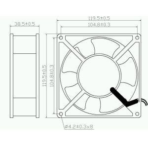 Oyon Motor OER1202 YJF12038HB-7-T-2N, AC 110-120 V, 50/60 Hz, 21/18 W, 0.26/0.22 A, 2500/2600 r/min