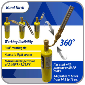 Appli Parts APHT-1D2 Soplete Boquilla de Soldar, Antorcha, Lampara doble para usar con Propano o Mapp para usos en plomeria electricidad refrigeracion aire acondicionado y mas