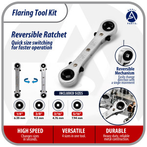 Appli Parts APT-FT278 Juego Expansor y Corte kit de herramientas incluye Avellanador de tubo de cobre, Llave ratchet y cortador de tubo de 1/8 hasta 3/4 de pulg