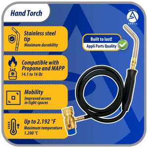 Appli Parts APHT-3W soplete boquilla para soldar o fundir con mapp o propano incluye manguera de 5 pies de largo y manilla, antorcha, lampara para soldadura blanda y fuerte para HVAC y plomeria