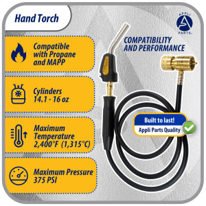 Appli Parts APHT-3SW Hand Torch With Hose and Igniter Lighter for Soldering Brazing with Map and Propane Fuel for plumbing air conditioning refrigeration and more

