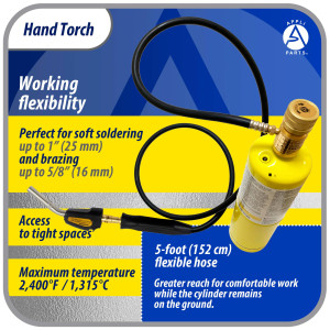 Appli Parts APHT-3SW Hand Torch With Hose and Igniter Lighter for Soldering Brazing with Map and Propane Fuel for plumbing air conditioning refrigeration and more
